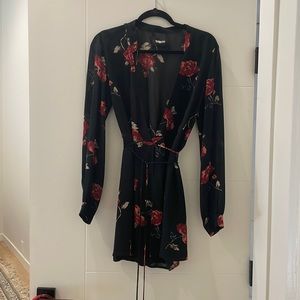 Reformation black floral mini dress